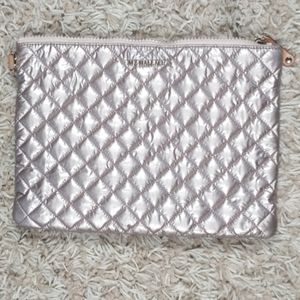 MZ Wallace Rose Gold Metallic Large Quilted Clutch Bag